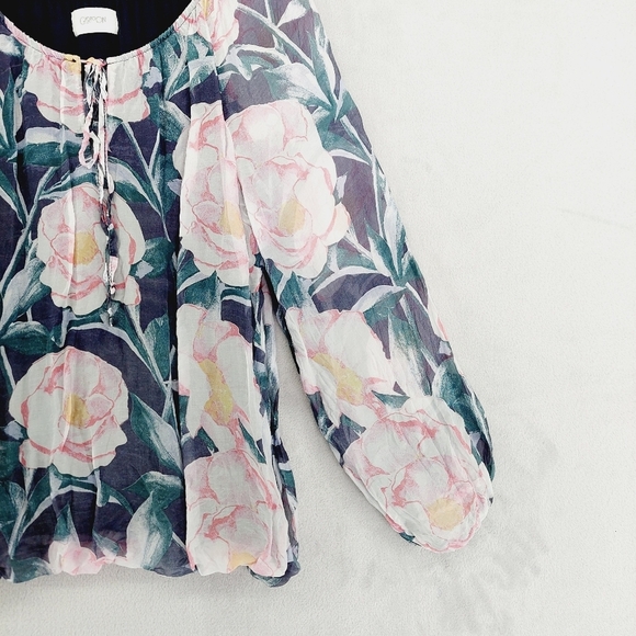 Cartoon Floral Loose Fit Long Sleeve Lightweight Blouse P1496 - Picture 4 of 9